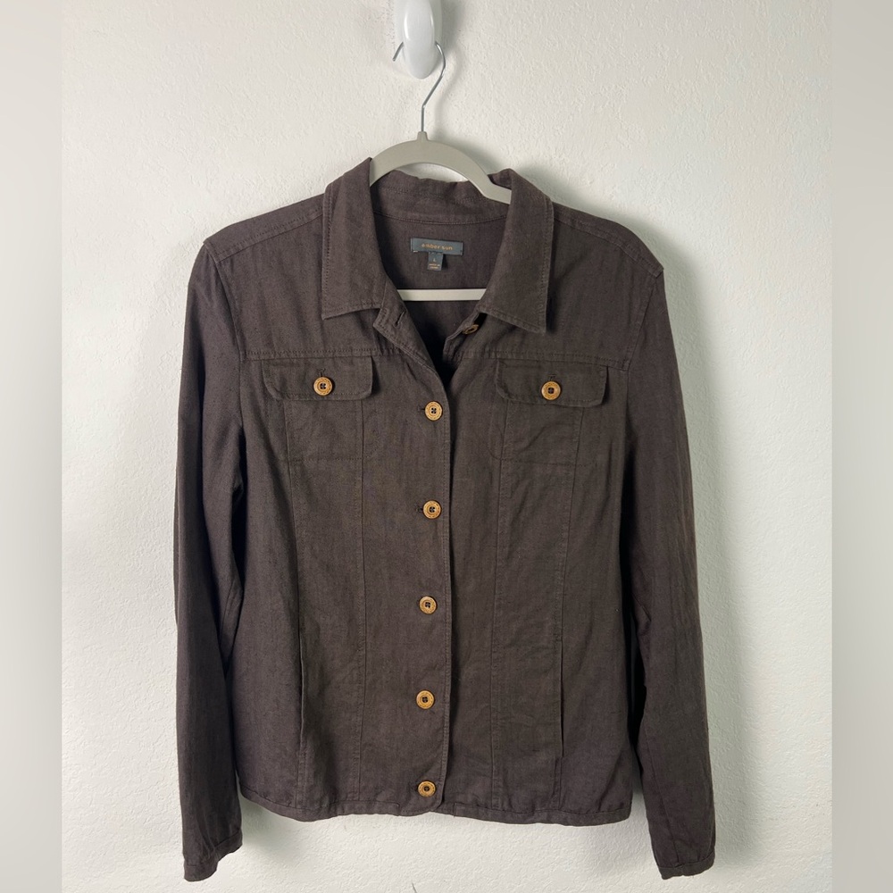 Amber Sun Brown Cotton Linen Jacket Western Travel Vacation